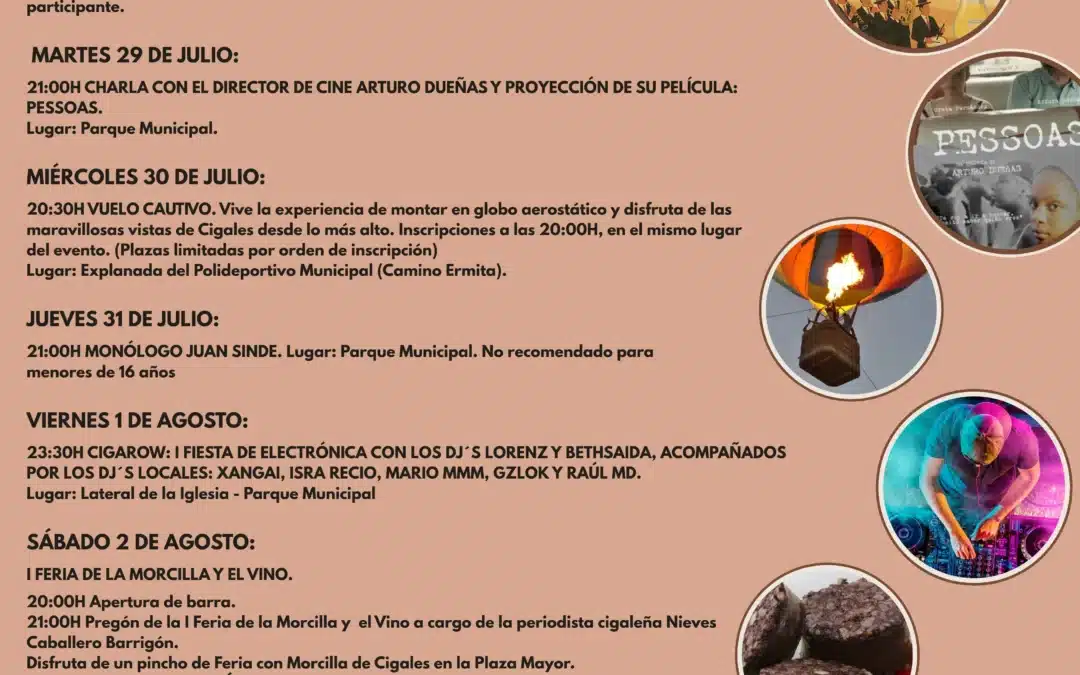 La Semana Cultural de Cigales llega con música, cine, gastronomía y arte